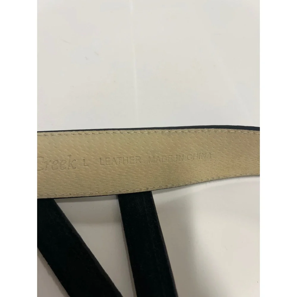 Coldwater Creek Black Suede Leather Belt Triangle Buckle Large Modernist Womens